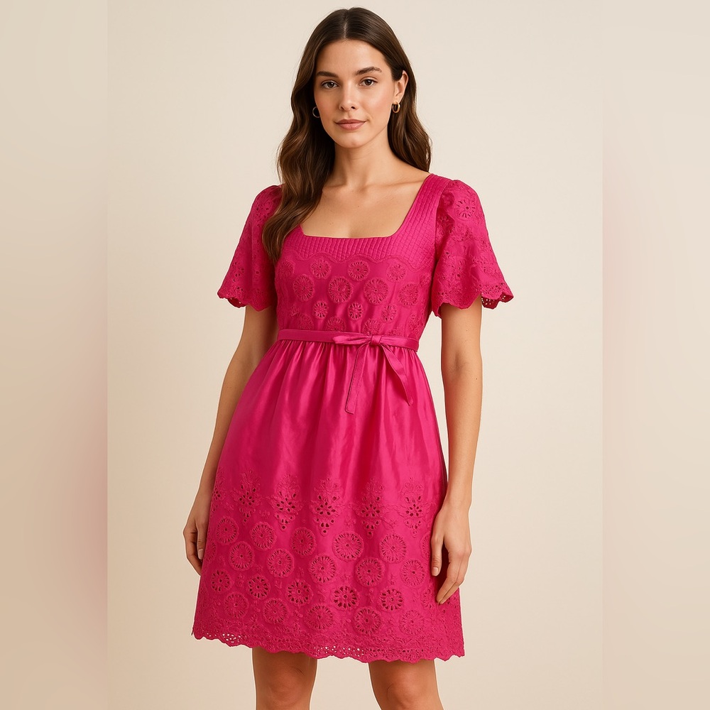 Betsey Johnson dark pink Kentucky Derby knee length dress with waist tie